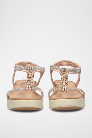 Sandales à talons plateformes - Beige et doré