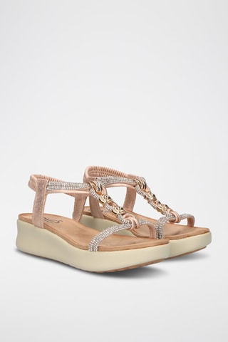 Sandales à talons plateformes - Beige et doré