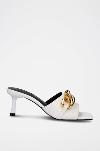 Sandali con tacco in pelle - Bianco - 