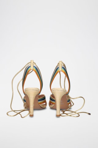 Sandales à talons - Orange, bleu, vert et beige