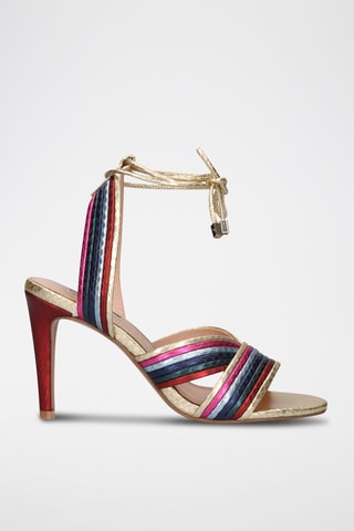 Sandales à talons - Rouge, bleu, rose et doré