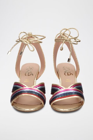 Sandales à talons - Rouge, bleu, rose et doré