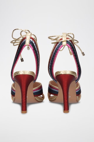 Sandales à talons - Rouge, bleu, rose et doré