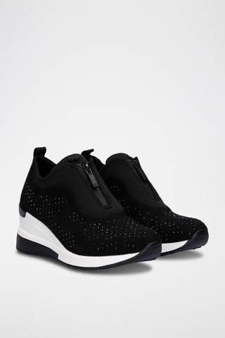 Sneakers a calza con zeppa - Nero