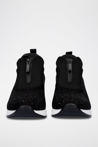 Sneakers a calza con zeppa - Nero