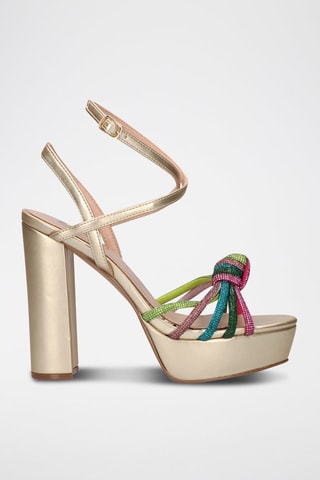 Sandales à talons - Vert et beige