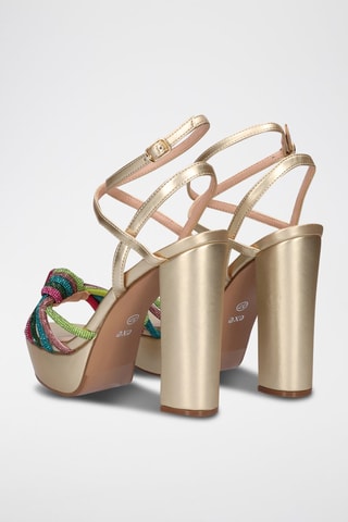 Sandales à talons - Vert et beige