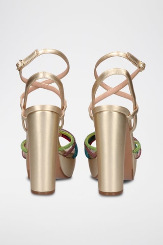 Sandales à talons - Vert et beige