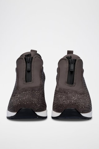 Sneakers a calza con zeppa - Grigio