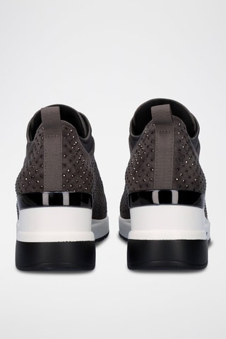 Sneakers a calza con zeppa - Grigio