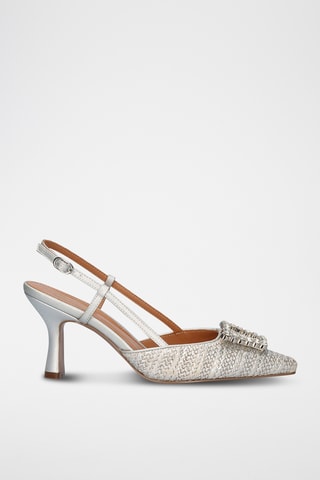 Sandali con tacco in pelle - Argentato