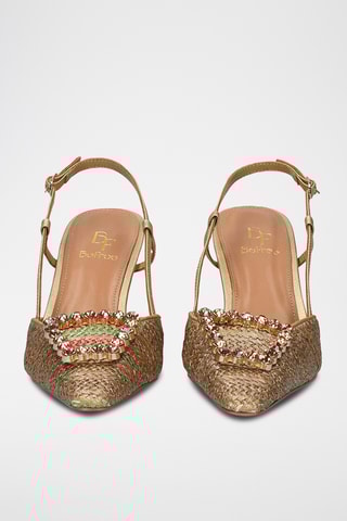 Sandali con tacco in pelle - Marrone