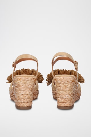 Sandali con zeppa in pelle - Beige