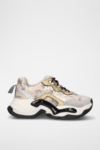 Sneakers platform in pelle - Grigio