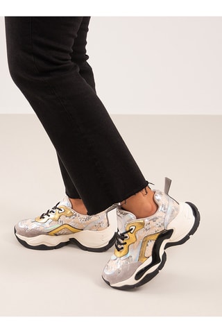 Sneakers platform in pelle - Grigio