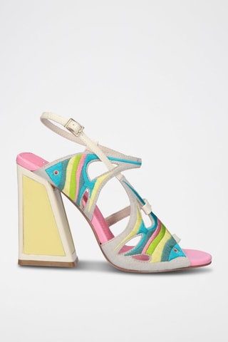 Sandali con tacco - Giallo e rosa