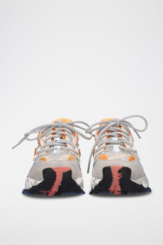 Sneakers platform in pelle - Verde, arancione e grigio