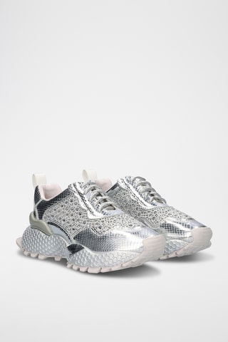 Sneakers platform in pelle - Argentato