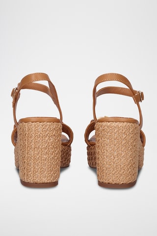 Sandali platform in pelle - Cammello