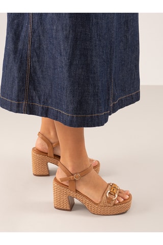 Sandali platform in pelle - Cammello