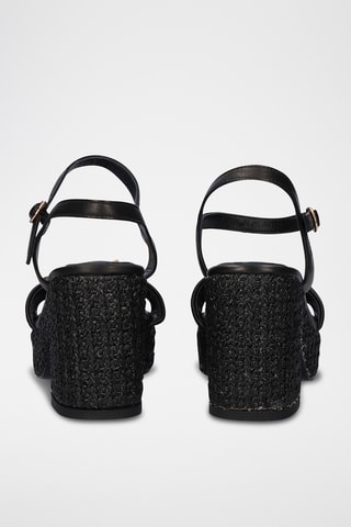 Sandali platform in pelle - Nero