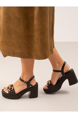 Sandali platform in pelle - Nero