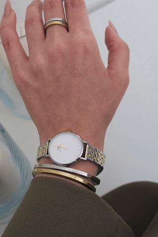 Relógio de quartzo em aço Petite Lumine - 28 mm - Prateado