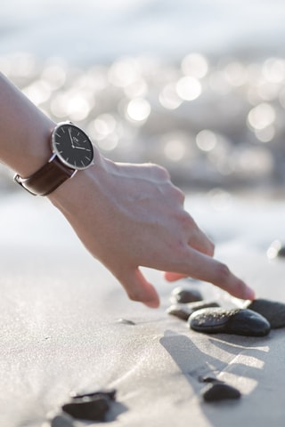 Relógio de couro Bristol - 32 mm - Castanho e prateado