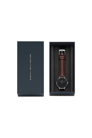 Relógio de couro Bristol - 32 mm - Castanho e prateado