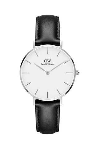 Montre à quartz en cuir Sheffield 32 mm - Noir et argenté