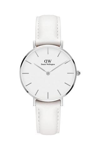 Montre à quartz en cuir Petite Bondi - Blanc et argenté