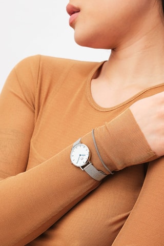 Montre à quartz en acier inoxydable Petite Roman - Argenté