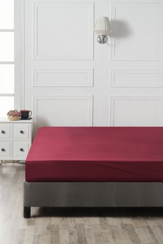 Drap-housse en coton 61 fils/cm² - Bordeaux