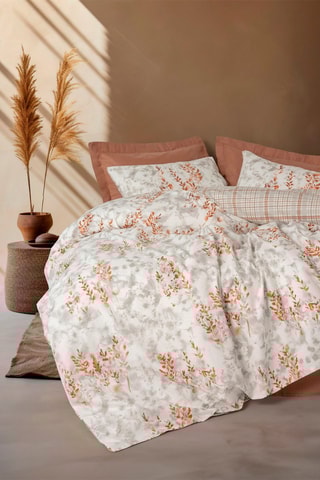 Parure de couette en coton 57 fils/cm² Lamina - Marron et blanc