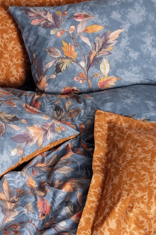 Parure de couette en coton 57 fils/cm² - Bleu et orange
