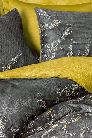 Parure de couette en satin de coton 210 fils/cm² Libby - Gris et jaune