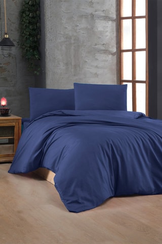 Parure de couette en satin de coton - Bleu