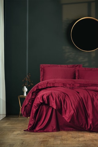 Parure de couette en satin de coton - Rouge