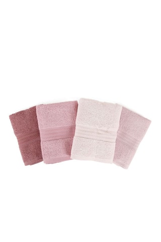 4 serviettes de toilette - Rose - 50 x 90 cm