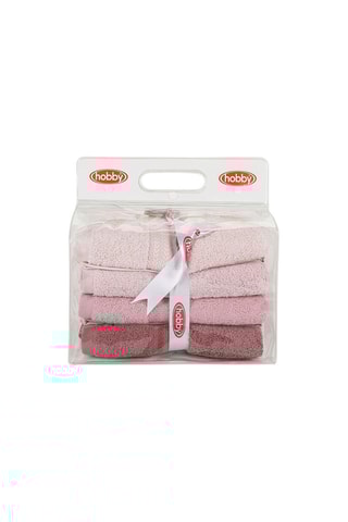 4 serviettes de toilette - Rose - 50 x 90 cm
