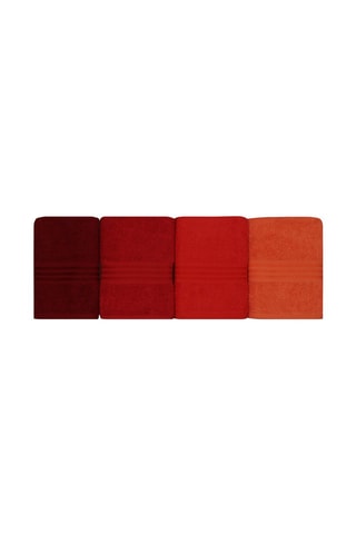 4 serviettes de toilette en fibres de bambou - Orange - 50 x 90 cm