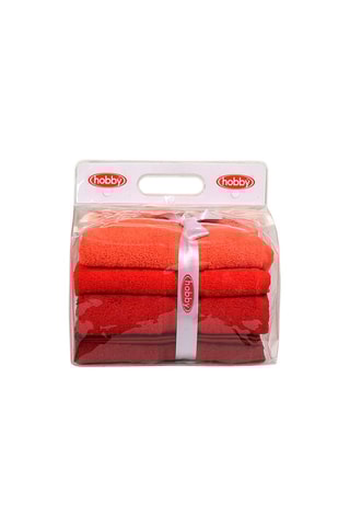 4 serviettes de toilette en fibres de bambou - Orange - 50 x 90 cm