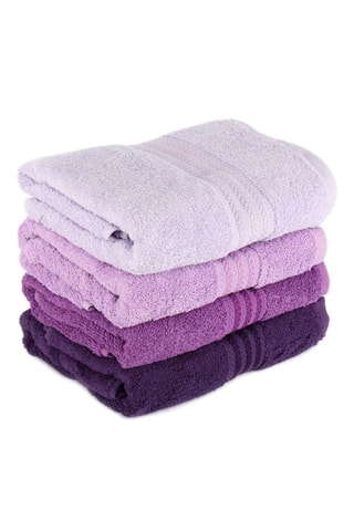 4 draps de douche en fibres de bambou - Violet et lilas - 70 x 140 cm