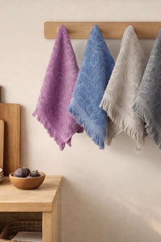 6 serviettes invité - Violet - 30 x 50 cm