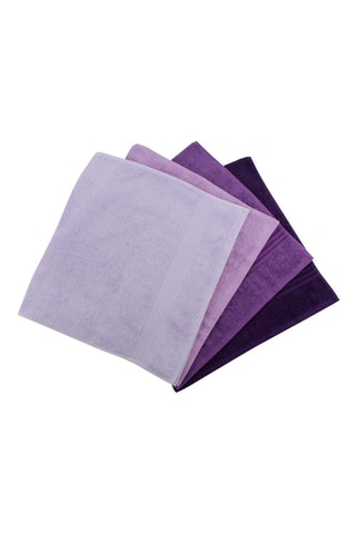 4 serviettes de toilette - Violet - 50 x 90 cm