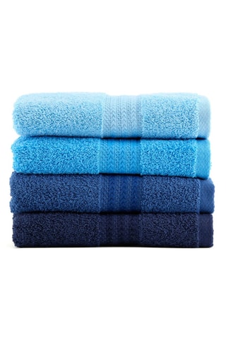 4 draps de douche - Bleu - 70 x 140 cm