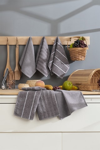 6 serviettes invité - Anthracite - 30 x 50 cm