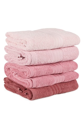 4 draps de douche - Rose - 70 x 140 cm