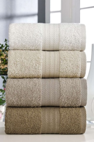 4 serviettes de toilette - Marron - 50 x 85 cm