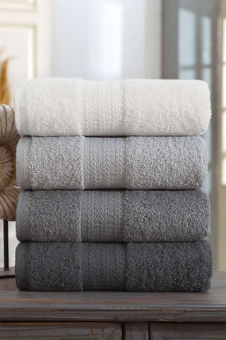 4 serviettes de toilette - Gris - 50 x 85 cm